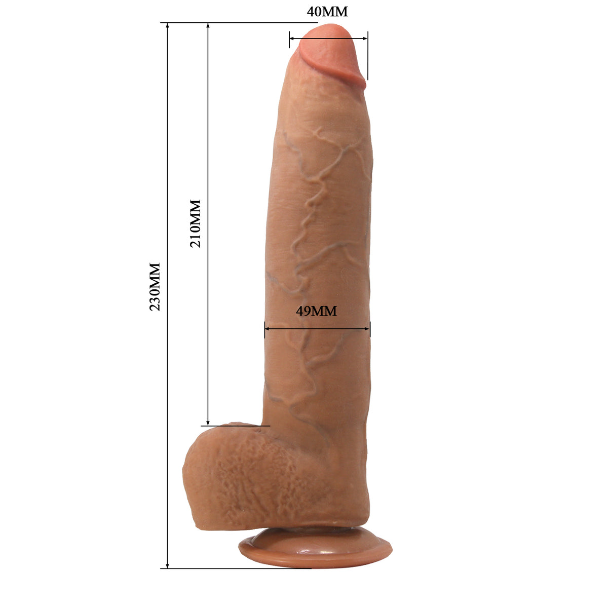 BW-008174LP-1 230mm Large Realistic Massager with Built‑in Skeleton, Suction Cup, and Flexible TED Material product image 9
